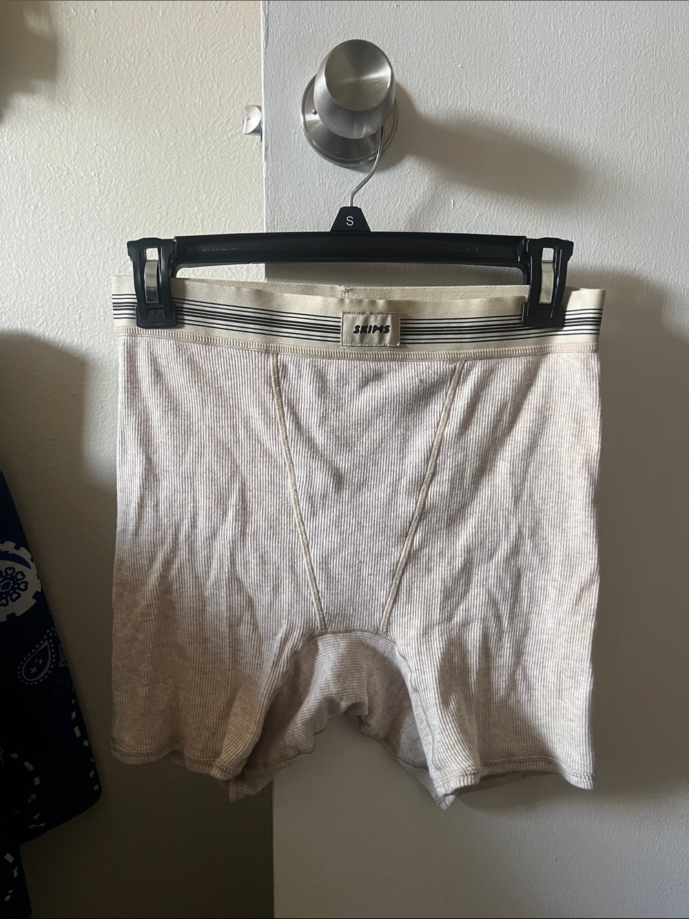SKIMS Women’s Ribbed Boxer Briefs in Light Cream
